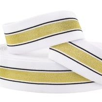 Bobine 22m Elastique bandes métal 40mm blanc/or