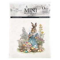 Lot de 6 papiers de riz assorties 14,8 cm Itd Collection LAPIN FLEUR OEUF 119