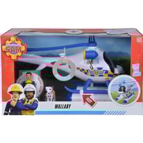 Coffret sam le pompier : l'hélicoptère de police avec sons et lumières et rose + chien - figurine et accessoires - simba