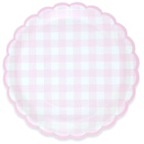 8 Assiettes Festonnée Vichy Rose