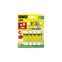 Bâtons de colle - UHU - Blanche - 8,5g - 9 tubes + 1 gratuit - Scolaire - Formule naturelle