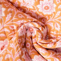 Tissu Coton Matelassé réversible Shira fleurs sur fond Moutarde