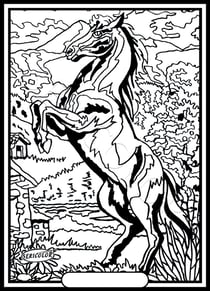 Tableau velours a colorier Le cheval cabré Sericolor