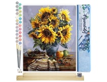 Peinture par Numéro Figured'Art - Bouquet de Tournesols - Kit de Loisir Créatif DIY Numéro d'Art Complet - 40x50cm toile roulée + châssis en bois à monter