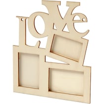 Cadre en bois 3 photos - Love - 19,7 x 16 cm