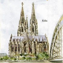 Lot de 4 serviettes en papier découpage collage 33 cm VILLE ALLEMAGNE KOLN D 120