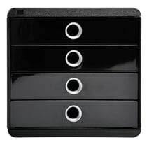 Module de classement Pop-Box 4 tiroirs Glossy - Noir/argent - Exacompta