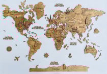 Carte du Monde en Bois 2D CREATIFWOOD Foncée S (80 x 55 cm) - Décoration Murale