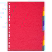 Intercalaires carte 220g 10 positions - A4 maxi - Couleurs assorties - x 25 - Exacompta