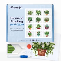 Figured’Art Mini Série Diamond Painting - Coffret Premium 12 toiles de 15x18cm Plantes 2 - Broderie Diamant avec Strass Carrés - Kit Complet