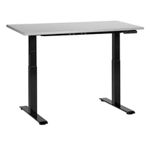 Bureau Électrique Réglable Plateau Gris et Structure Acier Noir 120 x 72 cm Hauteur Ajustable Assis Debout Pieds Carrés Design Moderne