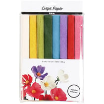 Assortiment de papier crépon - Couleurs classiques - 25 x 60 cm - 8 rouleaux