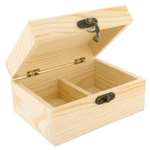 Boite à thé/tisane en bois 2 compartiments 14,5 x 11 H 7 cm
