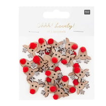 Confettis rennes en bois pailletés argent