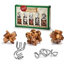 Coffret 5 casse-têtes bois et métal - Kepler, Faraday, Franklin, Edison, Stephenson