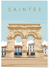 Affiche ville Saintes | A3 : 29,7x42cm