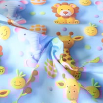 Tissu Coton imprimé digital moon animaux sur fond Bleu