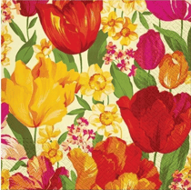 Lot de 4 serviettes en papier découpage collage 33 cm FLEUR TULIPE JONQUILLE F 350