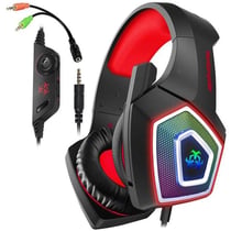 Casque Audio Gaming RGB 3.5mm Son Immersif Confort Maximal 2.2m Noir Rouge Noir + Rouge YONIS