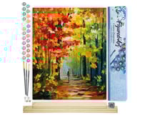 Peinture par Numéro Figured'Art - Promenade solitaire en Forêt - Kit de Loisir Créatif DIY Numéro d'Art Complet - 40x50cm toile roulée + châssis en bois à monter