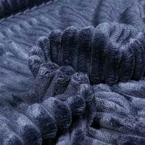 Tissu Doudou Ultra doux uni côtelé envers doudou Bleu marine - Au mètre