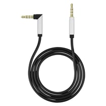 Câble Audio Jack 3.5 mm Mâle-Mâle Auxiliaire Embout coudé à 90° 1m - Noir