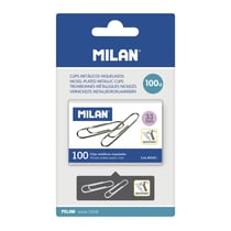 Blister boîte 100 trombones métalliques nickelés 33 mm