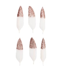 Plumes blanches fantaisies dorées ou argentées 8 cm X 6 pièces - Rico Design Blancor Rose blanc