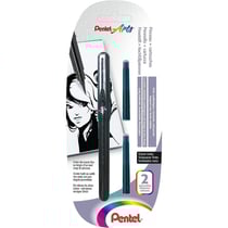 Feutre - Dessin - Calligraphie - Noir - Pointe pinceau - Avec cartouches - Pentel