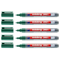 Lot de 5 marqueurs pour tableaux blancs - EDDING - 361 - Vert - Pointe 1 mm
