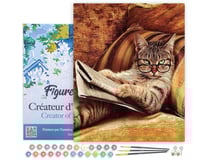 Peinture par Numéro Figured'Art avec Cadre - Chat Connaisseur - Kit de Loisir Créatif DIY Numéro d'Art Complet - 40x50cm toile tendue sur châssis