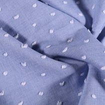 Tissu Plumetis léger Pois blanc sur fond Bleu