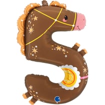 Ballon Aluminium Hélium Géant - Chiffre 5 Cheval 90 cm