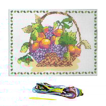 Kit complet canevas 15 x 20 cm motif panier de fruits