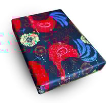 Carédeau Papier Cadeau Réutiliable Emballage Furoshiki en Satin de Coton 100% Les Poules aux Oeufs D'or - Taille L