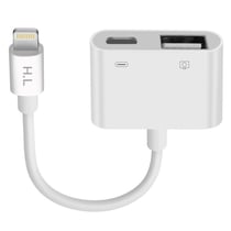 Adaptateur iPhone / iPad Lightning vers USB et Lightning Charge Compact Blanc