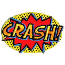 Lot de 3 écussons thermocollants POP ART CRASH 4.5x3.5cm