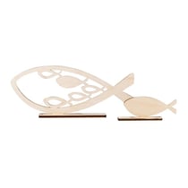 Motifs en bois Poissons, FSC MixCred, nature, 20x8,3cm, 4 - teilig, 1 Set