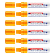 Lot de 6 marqueurs craie liquide EDDING - Orange Fluorescent - Pointe large 4-15 mm