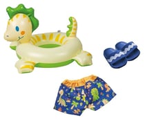 Set de bain dinosaure 3 pièces 35/45 cm : short, bouée, claquettes - heless - accessoires poupon
