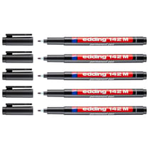 Lot de 5 Feutres Permanents EDDING 142M Noir Pointe Moyenne 1 mm