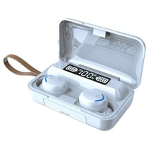 Ecouteurs Bluetooth LED Affichage Numérique Réduction De Bruit Longue Autonomie Blanc YONIS