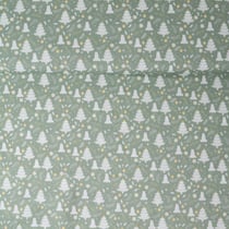 Tissu Coton imprimé Lilwenn forêt enneigée sur fond Vert d'eau - Au mètre