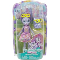 Enchantimals poupee bete citadines hadley et husky sledder - figurine 15 cm - animal - mattel hhb90