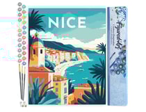 Peinture par Numéro Figured'Art Affiche Vintage Nice - Activité Manuelle Kit de Loisir Créatif DIY Numéro d'Art Complet - 40x50cm sans châssis en bois