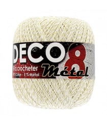 Coton à crocheter DECO 8M - Distrifil Blanc (BLANC DORE)