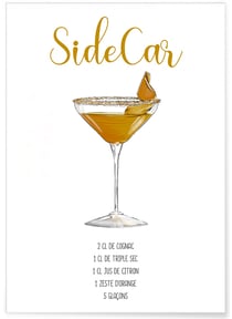 Affiche Cocktail Sidecar | A3 : 29,7x42cm