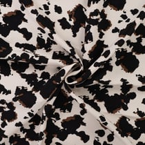 Tissu Viscose imprimé Taches noires et chocolats sur fond Ecru