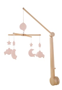 Mobile musical bébé en bois avec 4 jouets