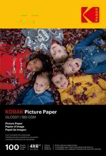 KODAK 9891161 - 100 feuilles de papier photo 180g/m², brillant, Format A6 (10x15cm), Impression Jet d'encre